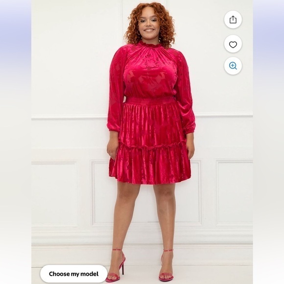 Eloquii Dresses & Skirts - Eloquii Pink Mock Neck Barbiecore Midi Dress velvet burnout romantic formal